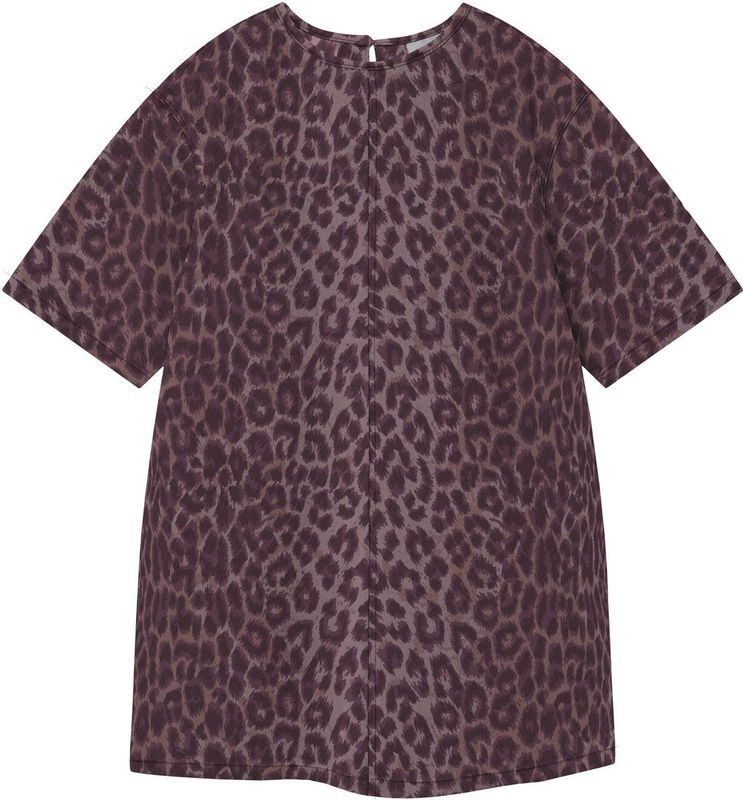 Jurk - Panterprint - Loose Fit - Halflange Mouwen - Ronde Hals - Knoopsluiting