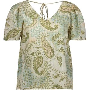 Vero Moda - Casual T-shirt - Groen-Blauw - 98% Viscose, 2% Metaalgaren