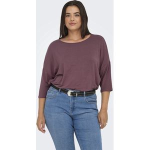 ONLY CARMAKOMA Top - Zwart - Jersey - O-hals - 3/4 Mouwen - Loose Fit