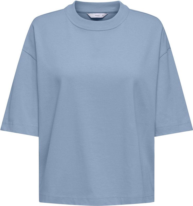 Only - Casual T-shirt - Chambray - Katoen - Oversized Pasvorm