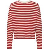 Only - Onllivina O-neck Stripe Top - T-shirt - Rood/Wit - Dames