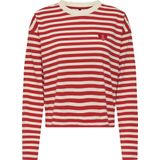 Only - Onllivina O-neck Stripe Top - T-shirt - Rood/Wit - Dames