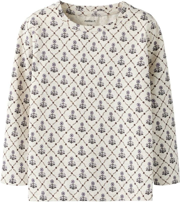 NAME IT - NMFNIKALA - Shirt - Chocoladebruin - Lange Mouwen - Bloemenprint