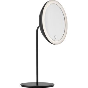 Zone Denmark Make-upspiegel met vergroting en verlichting, make-upspiegel, met verlichting, 5-voudige vergroting en 3 lichtniveaus, 18 x 34 cm, zwart