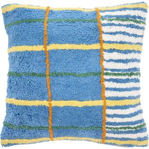 Villa Collection Dynamic Kussen 45x45 Blauw/Geel/Offwhi/Groen