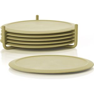 Zone Denmark Singles Glazen onderzetters Dia 10 x 3,1 cm 6 stuks Leek Green
