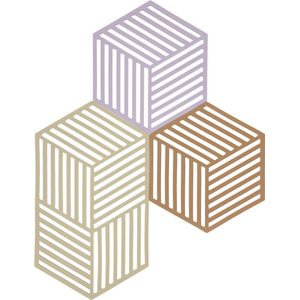 Zone Denmark - Hexagon Onderzetter - Lupine - Warm Sand - Light Terracotta - 3-delig