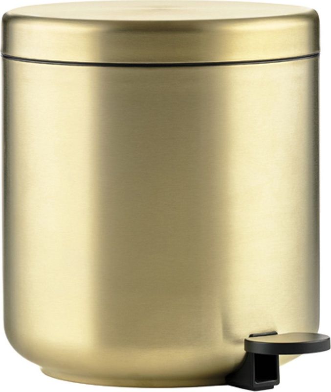 Zone Denmark Ume Pedaalemmer - Prullenbak Badkamer Softclose - Afvalemmer Klein - Toilet & Badkamer Accessoires - Roestvrij staal - 4 liter - 22 x 19,5 cm - Goud