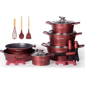 Royalty Line - ES1014 - Pannenset - Bordeaux - 17 Delige - Inductie - Antiaanbaklaag