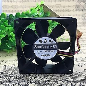 SANYO 8025 9A0812S404 DC12V 0.18A 8CM 3-wire chassis cooling fan
