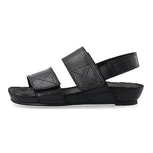 CA'SHOTT A/S Casava Velcro Leather Flat Sandalen voor dames, zwart, 37 EU