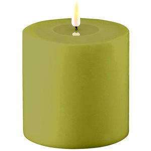 Led kaars voor buiten 10 x 10 cm | Olive Green | 3D vlam | Deluxe HomeArt
