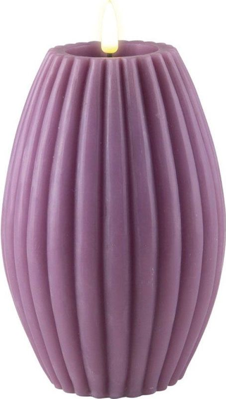 Deluxe Homeart - Led Kaars - Paars Gestreept - 10 x 15 cm