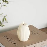 Luxe LED kaars - Cream Stripe LED Candle 7.5 x 10 cm - net een echte kaars! Deluxe Homeart