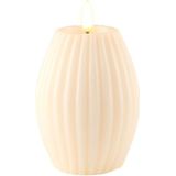 Luxe LED kaars - Cream Stripe LED Candle 7.5 x 10 cm - net een echte kaars! Deluxe Homeart