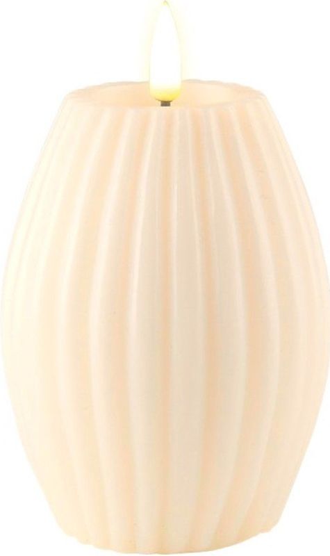 Luxe LED kaars - Cream Stripe LED Candle 7.5 x 10 cm - net een echte kaars! Deluxe Homeart