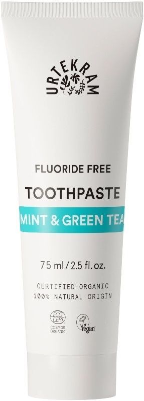Urtekram No Fluoride Tandpasta - munt/groene thee - 75ml
