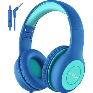 Intelectro Koptelefoon voor Kinderen - Veiligheid en Plezier in Eén! - Hoogwaardige Stereogeluid - Comfortabele Draagervaring - HD Microfoon - Ingebouwde Volumeregeling - Brede Compatibiliteit en Audio Delen - Blauw - Levering Sneller dan Aangegeven!