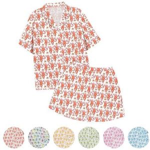 Summer Pajamas For Girls, Roller Dupes Rabbit Preppy, 2 Piece Button Down Monkey Bunny Shorts Set (Red,2-3T)