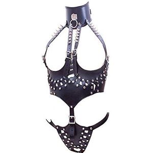 Dames Punk Lederen Jumpsuit Panty