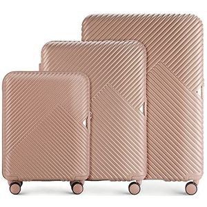 WITTCHEN Stevige koffer kofferset trolley van Wittchen materiaal polycarbonaat 8 zwenkwielen Cijferslot 10,2KG Roze