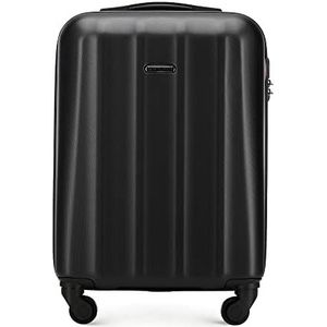 WITTCHEN Reiskoffer handbagage, cabinekoffer, harde koffer van polycarbonaat met 4 zwenkwielen, cijferslot, telescopische handgreep, Cruise Line, maat S, zwart, zwart., Handbagage