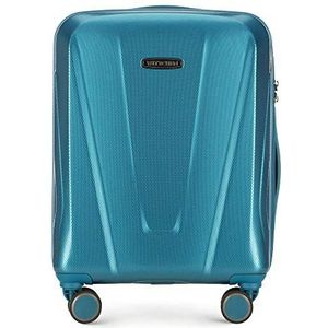 Stevige kleine koffer reiskoffer trolley handbagage van Wittchen harde polycarbonaat 8 wielen cijferslot Blauw