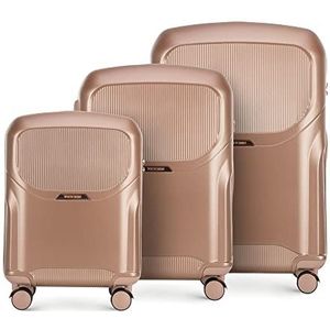 WITTCHEN Cosmetica koffer Reiskoffer Handbagage Cabinekoffer Harde schaal van polycarbonaat Cijferslot Lady 2 Line Demp roze