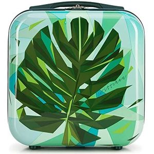 WITTCHEN Young Collectie Cosmetische Koffer Toilettas van ABS bedekt met een laag Polycarbonaat Afneembare Verstelbare Riem Maat XS 14,5L Groen-blauw