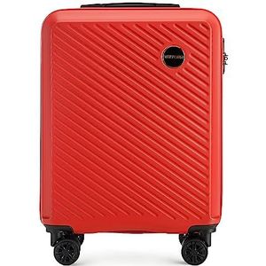 WITTCHEN Circle Line koffer - ABS-collectie met glanzende en gestructureerde diagonale strepen, Rood, Handbagage
