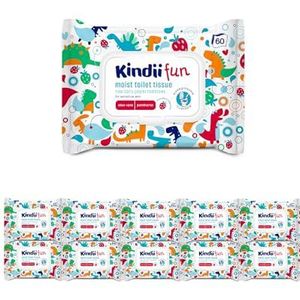 Kindii Fun 600 vellen wasbaar vochtig toiletpapier - combinatie van nat papier en vochtige doekjes - reinigt, verfrist de intieme zone - kamille - aloë vera - pH-neutraal - 600