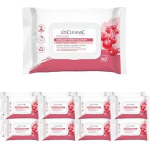 Cleanic Intimate nat toiletpapier, afwasbaar, combinatie van vochtig papier en vochtige doek, reinigt de intieme zone, cranberry-extract en prebioticum, 640 stuks, 16 x 40 stuks