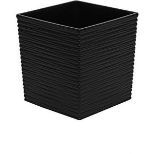 Wamat, balkonbak, plantenbak, incl. inzetstuk, moderne structuur, zwart, kunststof, H 30,5 cm, juka