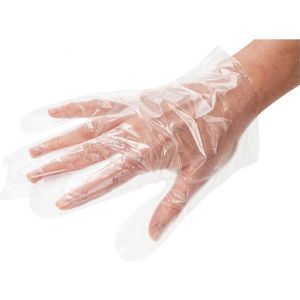 Plastic / Plastieken handschoenen wegwerp - HeroTouch - huishoudhandschoenen wegwerphandschoenen - doos 100 stuks - disposable food gloves plastiek handschoenen poedervrij - L / Large doorzichtig