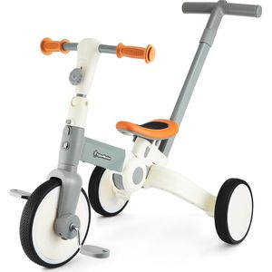 HyperMotion Loopfiets 5in1 Loopfietsen Driewieler vanaf 2 Jaar, voor Kinderen van 1,5 Jaar tot 5 Jaar, Loopstoeltje, Kinderdriewieler met Afneembare Pedalen, Grijs