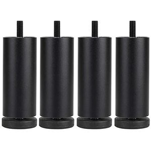 4 stuks verstelbare meubelpoten, metalen meubelpoten, aluminiumlegering, verstelbare meubelpoten, ronde poten, voor tafel, bed, kast, bank, poten, reservepoten voor kast, M8 schroefbouten (10 cm, zwart)