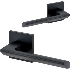Slim Line TRIANGEL deurklink set - slechts 6mm dik rozet - mat zwart - vierkant model - incl. bevestigingsmateriaal