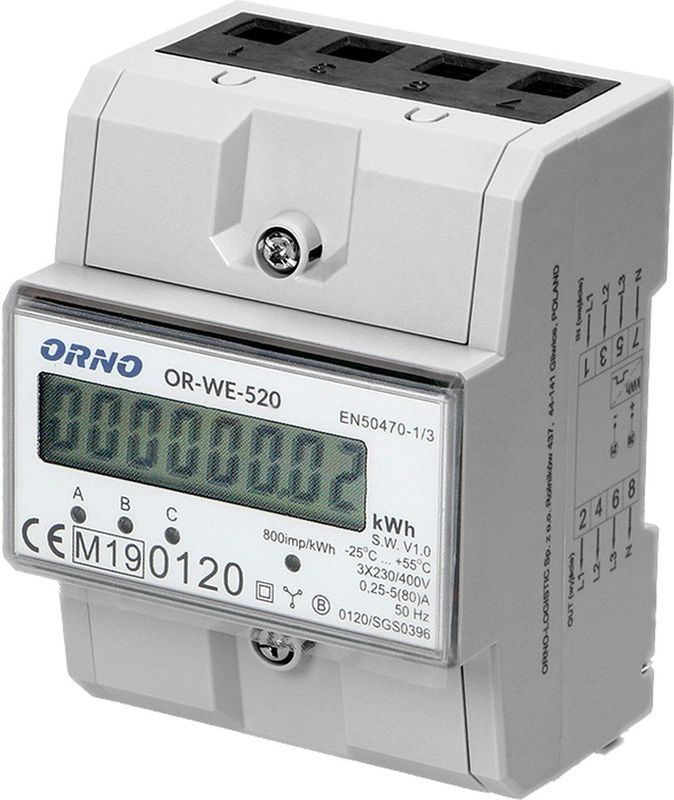 3 Fase kWh Meter - Digitale LCD scherm - MID Gecertificeerd