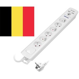 ORNO AE-13163/B/3M stekkerdoos met overspanningsbeveiliging met 6 stopcontacten, 3 m kabel en 2 USB-poorten (wit)