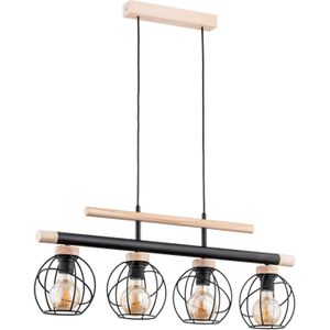 Alfa Trendy Basket hanglamp van hout, 4-lamps