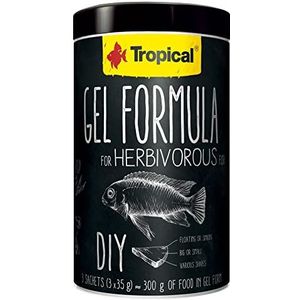 Tropical Gel Formule voor Herbivore vissen (planteters) - 1 Liter / 105 gram (3x35gram) - Aquarium Visvoer - Zelf visvoer bereiden