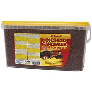 Tropical Cichlid & Arowana Medium Sticks - Kleurversterkende voedersticks met astaxanthine, per stuk verpakt (1 x 5 l)