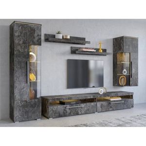 INOSIGN Wandmeubel India, breedte 245cm, moderne mediastelling zonder verlichting Opbouwwand (set, 5-delig, 1x vitrine, 1x hangvitrine, 1 TV-kast, 2x wandplank)