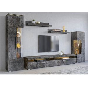 INOSIGN Wandmeubel India, breedte 290cm, moderne mediastelling zonder verlichting Aanbouwwand (set, 5-st, 2x vitrine, 1 TV-kast, 2x wandplank) veel opbergruimte (set, 5 stuks)
