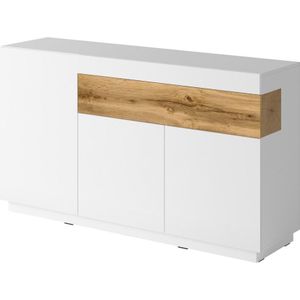Buffet Andrea mit 1 Schublade und 3 Türen, Weiß und Holzoptik, 150cm