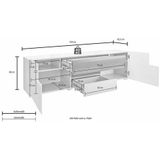 INOSIGN Lowboard Toledo,Breite 159cm, trendige TV-Schrank mit dekorative Fräsungen, TV-Board ohne Beleuchtung, TV-Kommode mit viel Stauraum