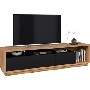 Petits-meubles - TV-Möbel Asten mit 3 Schubladen, Schwarz und Holzoptik, 200cm