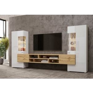 Petits-meubles - Set aus TV-Möbel und 2 Schränken Akram Weiß und Holz