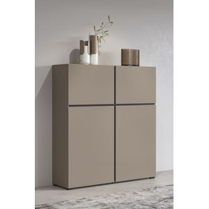 INOSIGN Highboard Cross, moderne grifflose Hochkommode mit 4 Türen,Türkommode, Hochschrank, Höhe 139 cm mit viel Stauraum, Einlegeböden verstellbar