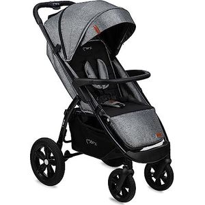 MoMi Wandelwagen - Comfortabele Buggy - Miya met XXL wielen & Zonnekap - Grijs (geschikt van 6mnd - 22kg)
